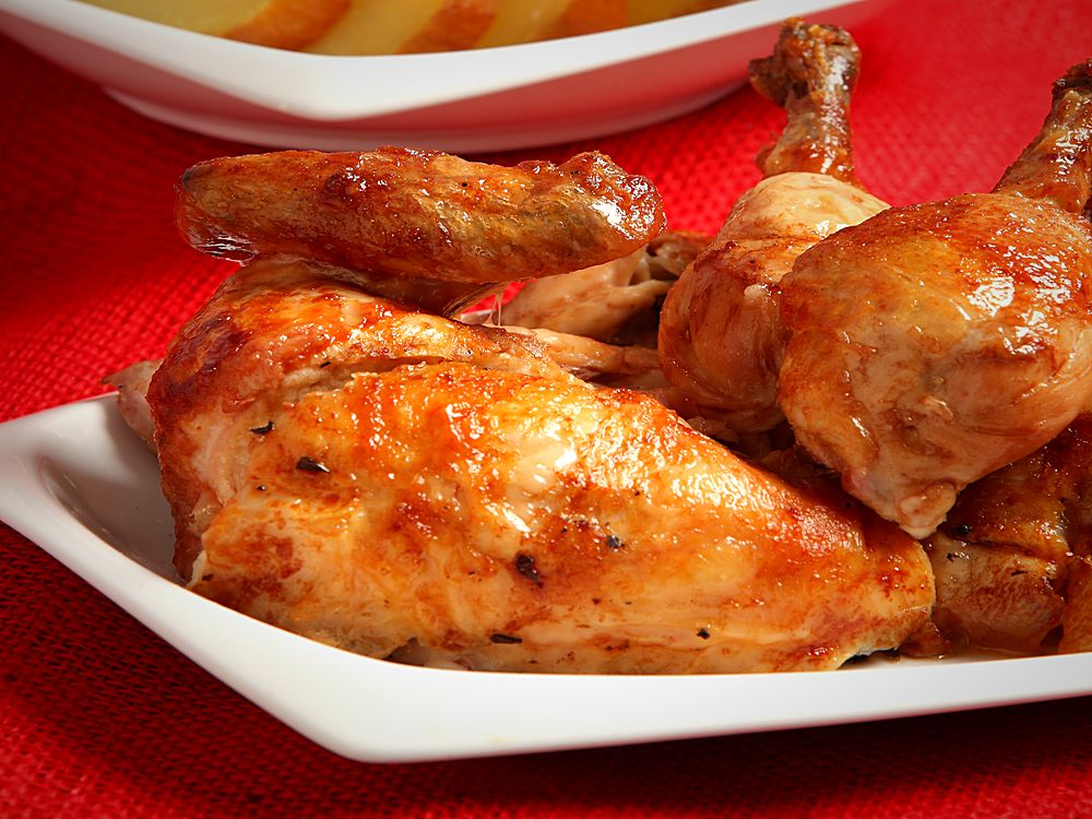 Pollo asado con batata